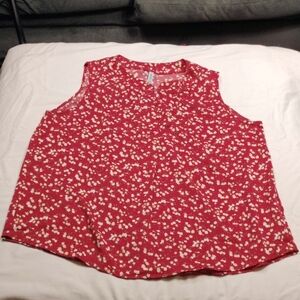 Quezhu Women's Red Floral Sleeveless Top Size 2XL
